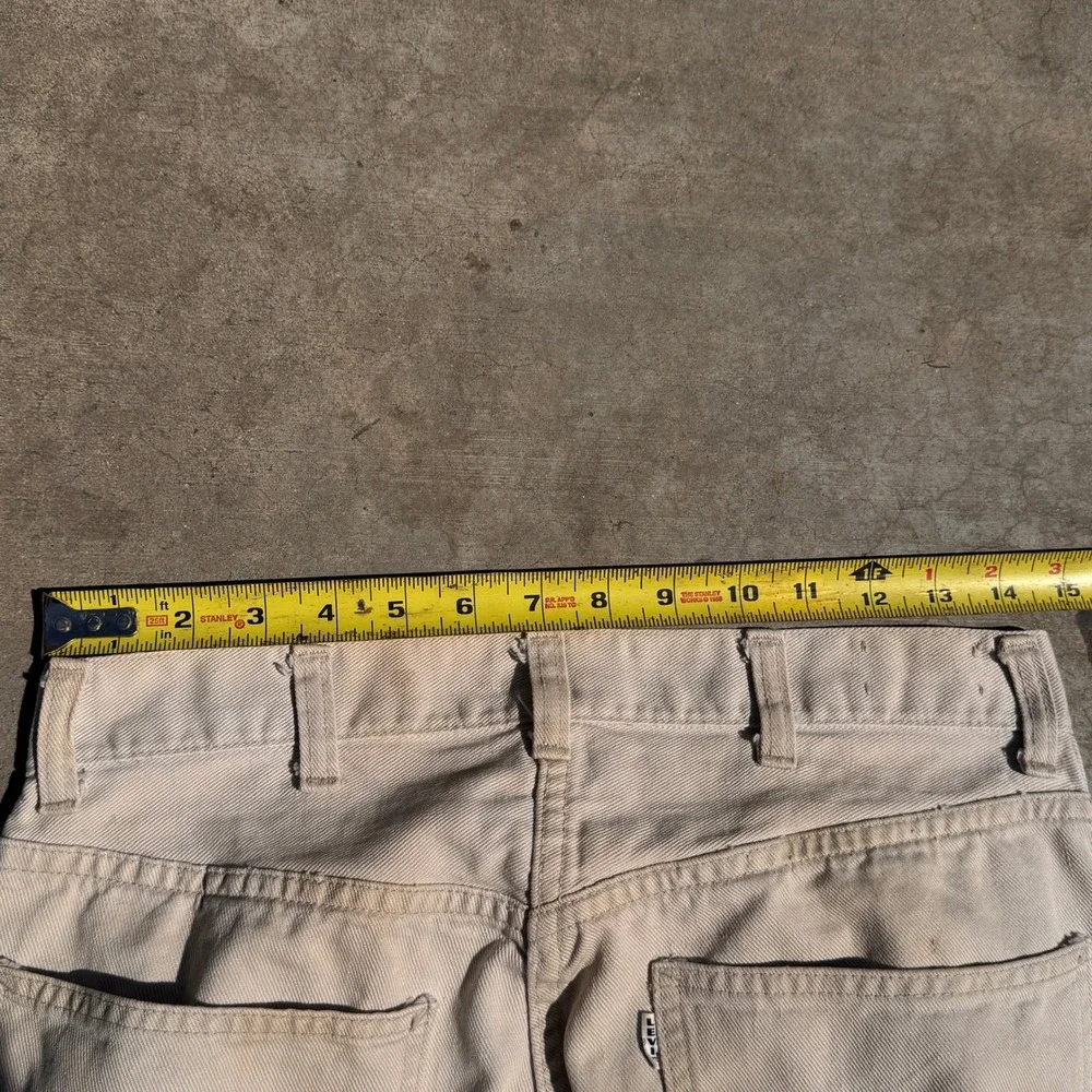 Vintage 60s Levis Big E White Tab Straight Leg Workwear Pants Cream white USA